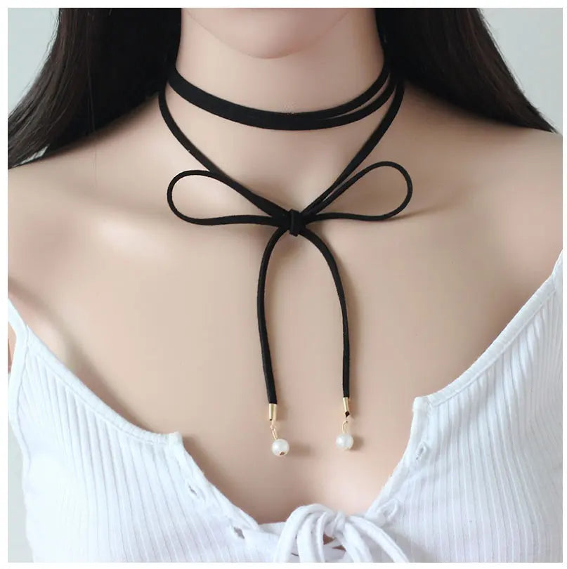 Leather Bow Choker