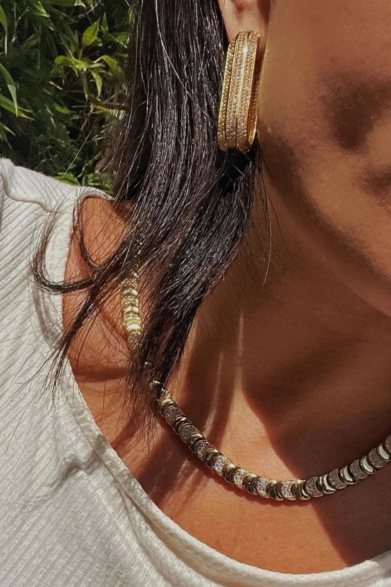 Shiny Collar, bracelet, & earrings set