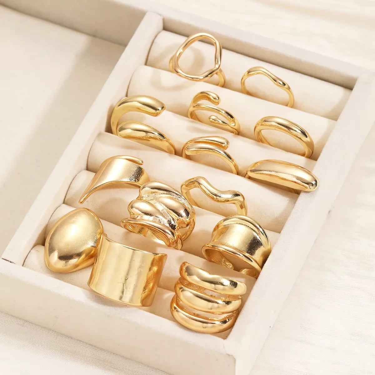 14 Pcs Asymmetrical Rings Set