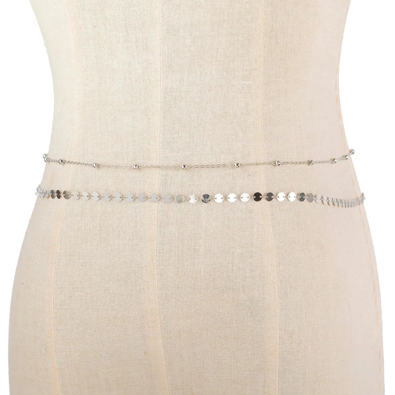 Sequin Beaded Double Waist Chain