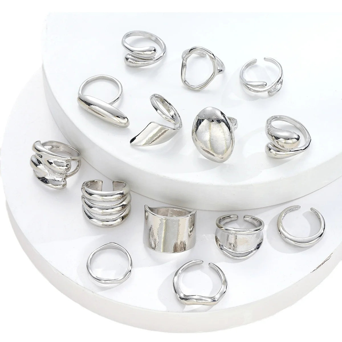 14 Pcs Asymmetrical Rings Set