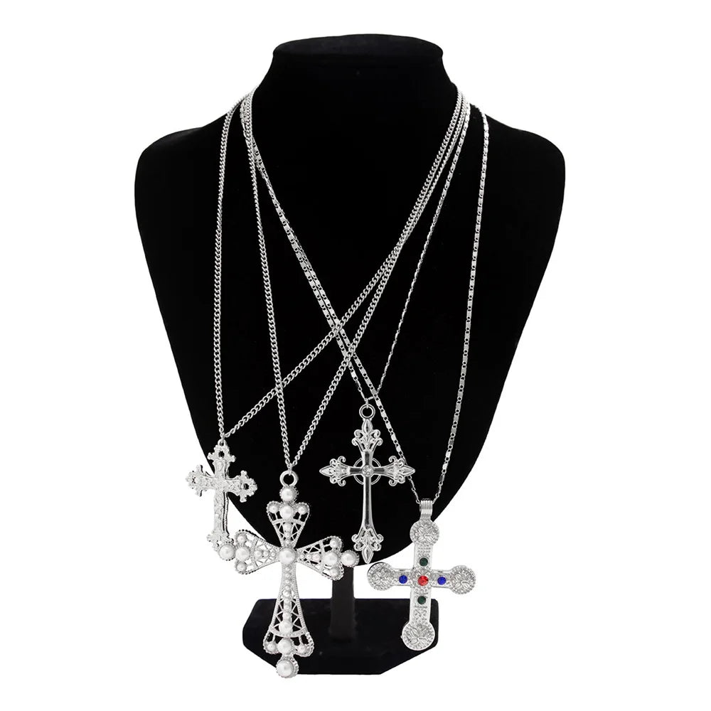 4Pcs/Set Cross Pendant Necklaces