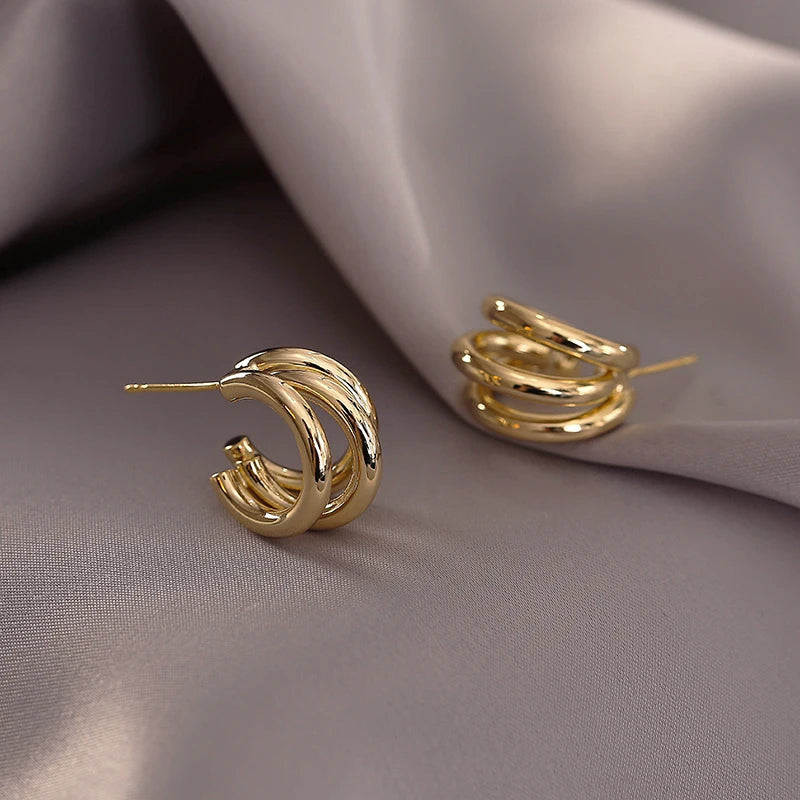 Triple Hoop Chunky Earrings