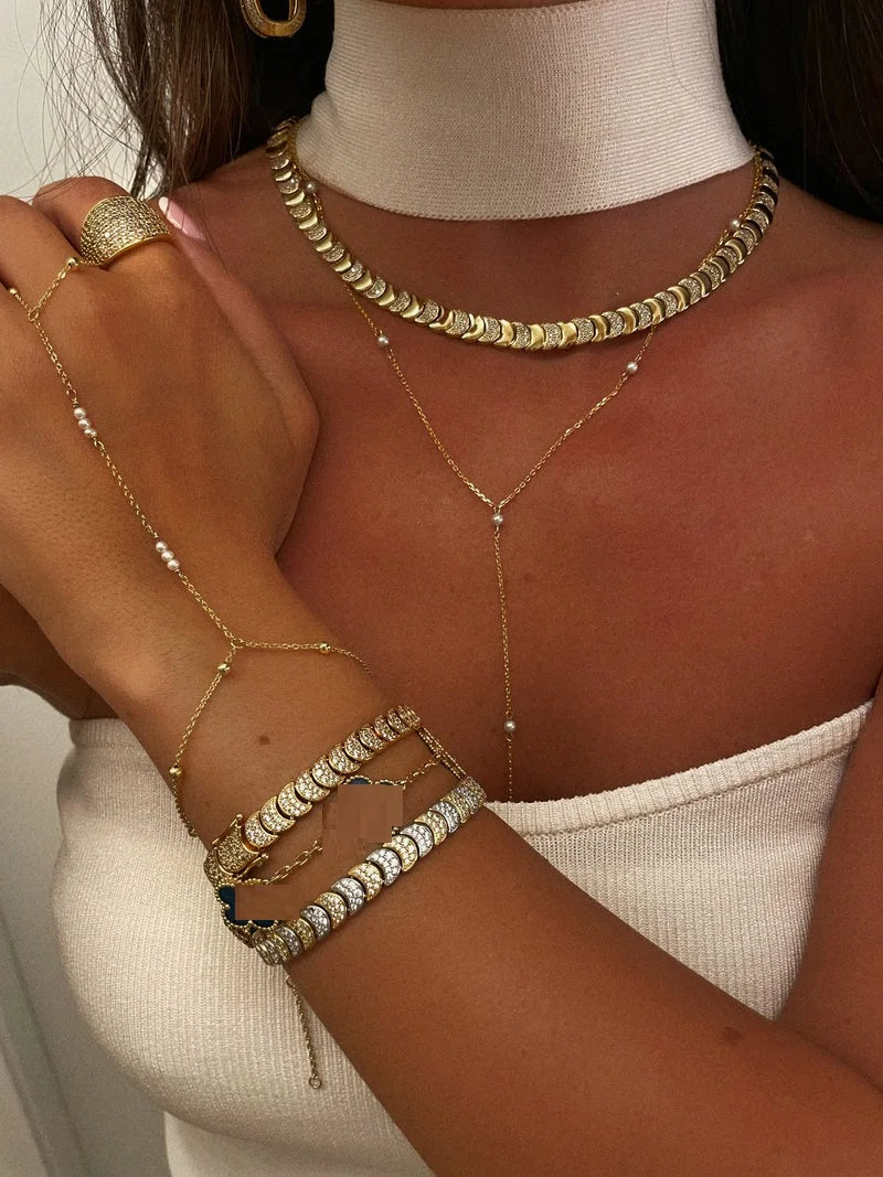 Shiny Collar, bracelet, & earrings set