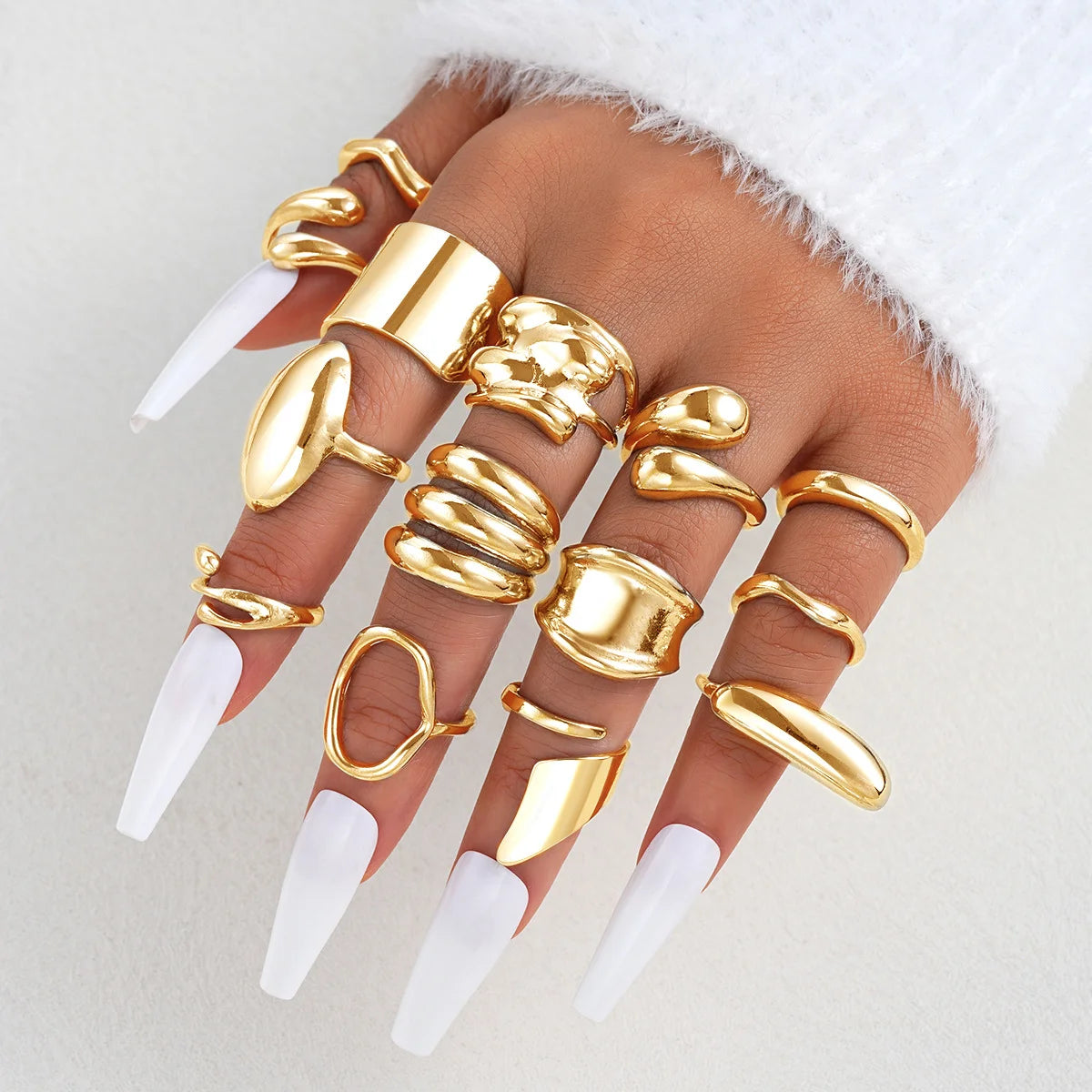 14 Pcs Asymmetrical Rings Set